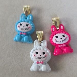 Little Monster Metal Necklace Pendant Charm Blue Pink White